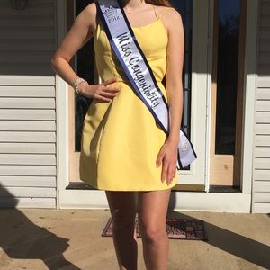 Sherri Hill Yellow Tie-Back Dress